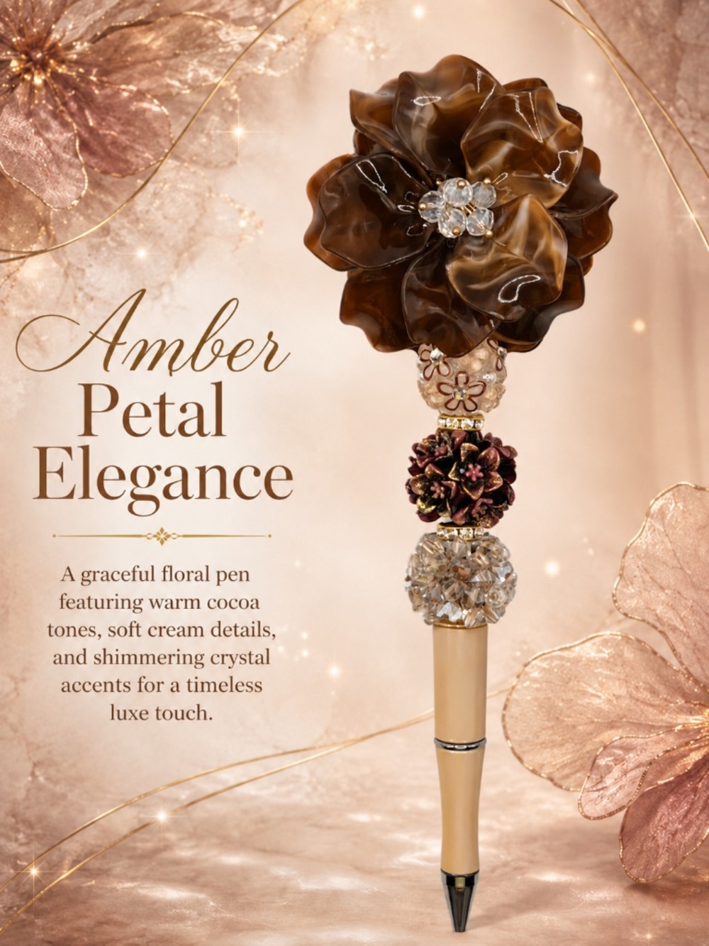 Amber Petal Elegance Pen